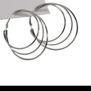 Silver Triple Hoop Earrings - Women Jewelry